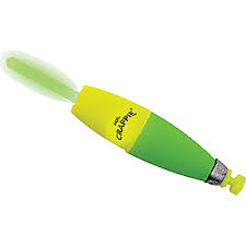 Mr Crappie Lgt FloGlo Bobber, Torpedo 2.5'' Y/G 2pk