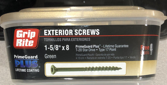 GRIP RITE EXTERIOR SCREWS STAR DRIVE 1 - 5/8' X 8