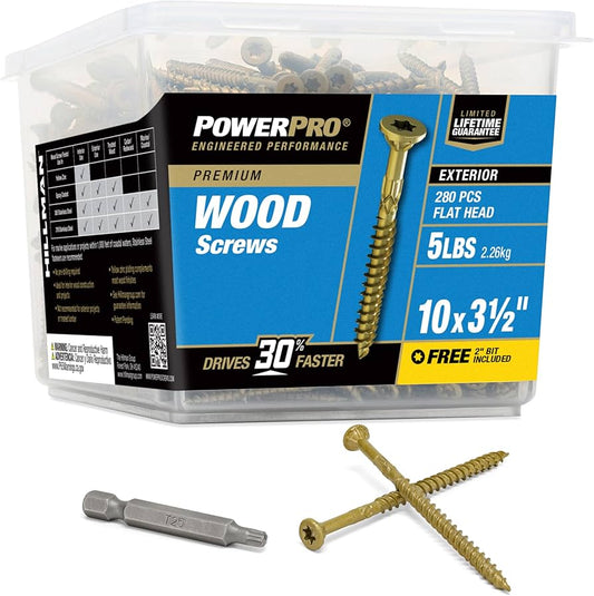 POWER PRO PREMIUM EXTERIOR WOOD SCREWS 10X3 1/2 5LB