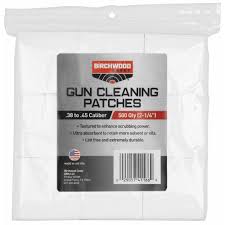 BIRCHWOOD CASEY GUN CLEANING PATCHES .38 TO .45 CAL