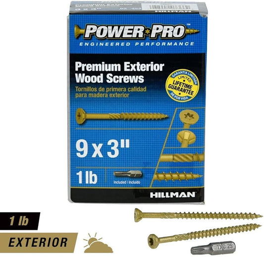 POWER PRO PREMIUM EXTERIOR WOOD SCREWS 9x3 1LB