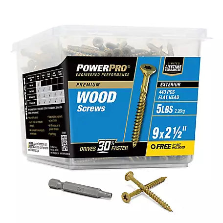 POWER PRO PREMIUM EXTERIOR WOOD SCREWS 9X2 1/2 5LB